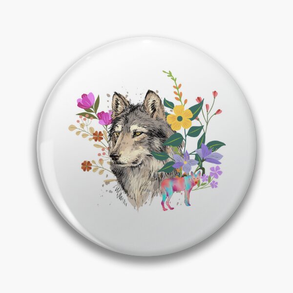 Item preview, Colorful Wolf With Flowers designed and sold by ichirochen.