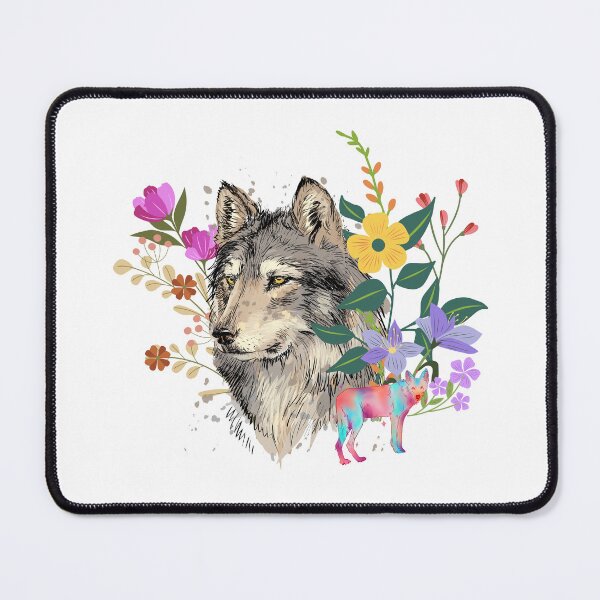 Item preview, Colorful Wolf With Flowers designed and sold by ichirochen.