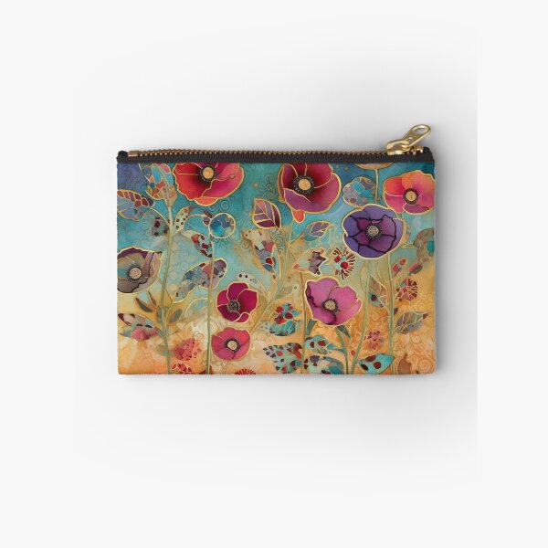 Item preview, Steampunk fullbloom poppies field watercolors with gold flakes . designed and sold by IrinaMinevich.