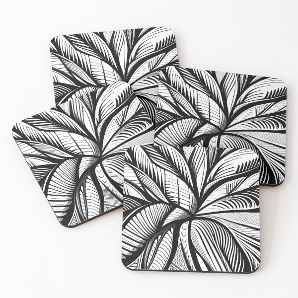 Item preview, Leaf pattern. Black and white floral art. 1 designed and sold by altohero.