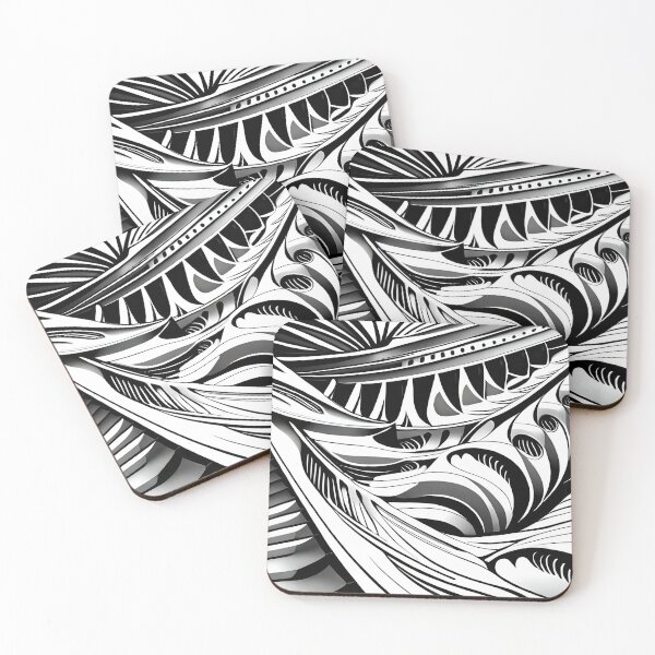 Item preview, Leaf pattern. flower art. 4 in black and white. designed and sold by altohero.