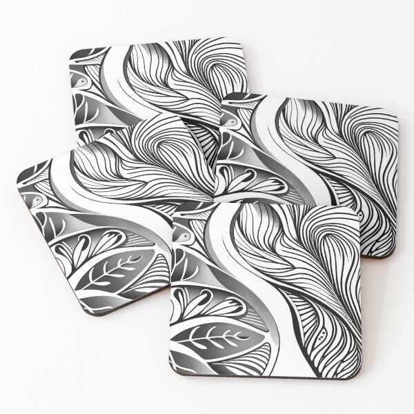 Item preview, Leaf pattern. Black and white floral art. 6 designed and sold by altohero.