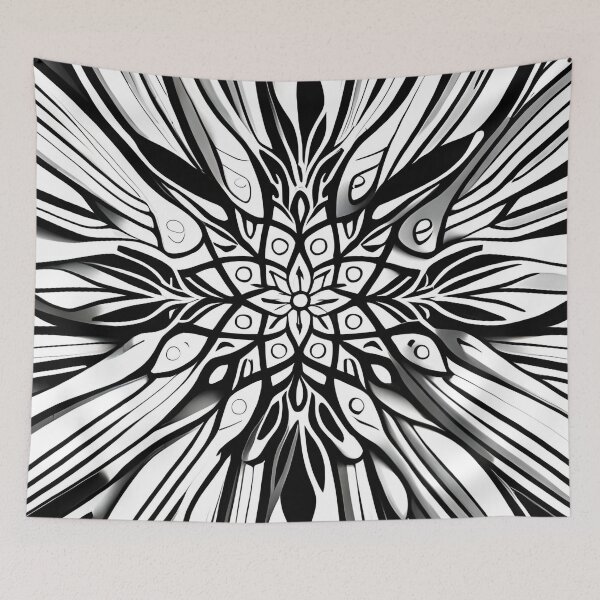 Item preview, leaf pattern, floral art. 2 in black and white. designed and sold by altohero.