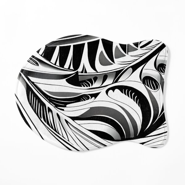Patrón de hojas. Arte floral. 4 en blanco y negro. Alfombrilla para comedero para gatos