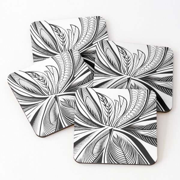 Item preview, Leaf pattern. Black and white floral art. 7 designed and sold by altohero.