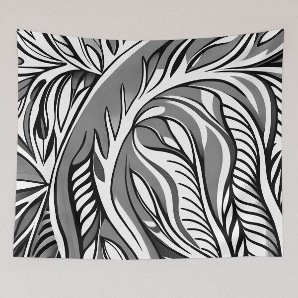 Item preview, Leaves pattern. Black and White Floral Art 8 designed and sold by altohero.