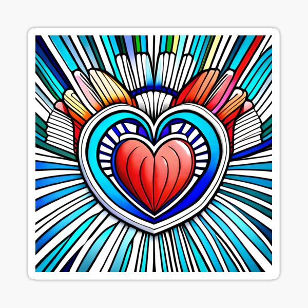 Corazón futurista a todo color Pegatina
