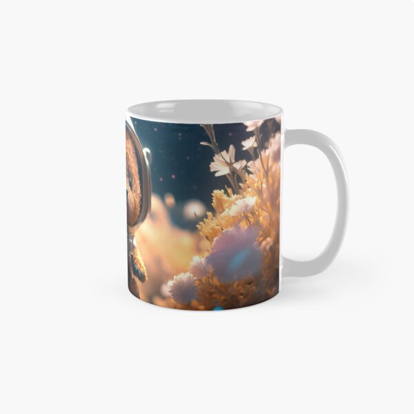 Item preview, A cute baby brown bear astronaut in space with floral and space background. designed and sold by HappyPrompt.