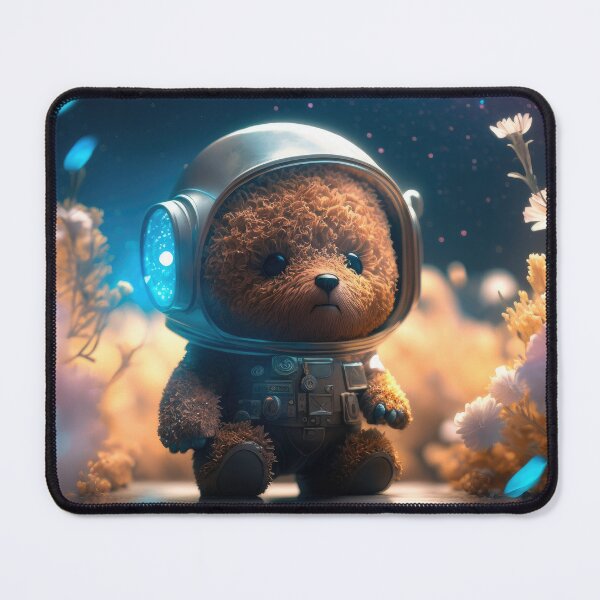 Item preview, A cute baby brown bear astronaut in space with floral and space background. designed and sold by HappyPrompt.