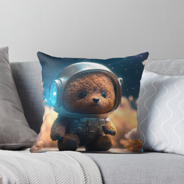 Item preview, A cute baby brown bear astronaut in space with floral and space background. designed and sold by HappyPrompt.