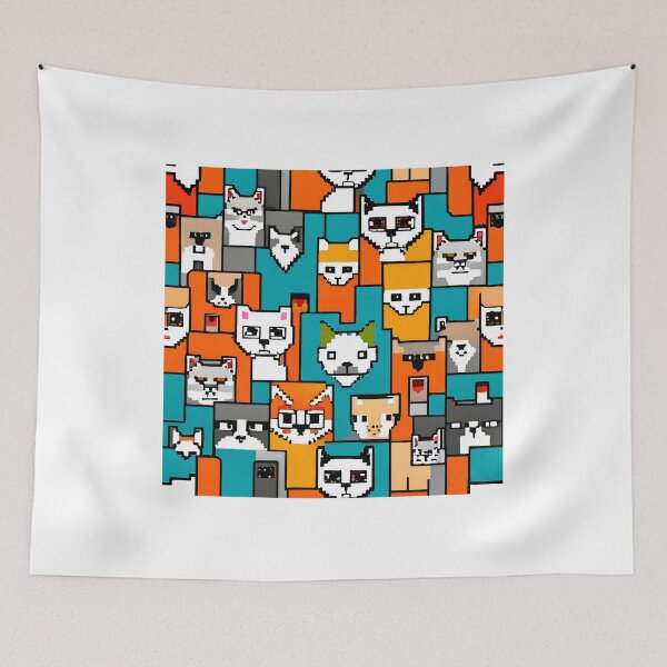 Item preview, Seamless pattern with cats in pixel art style. Vector illustration. designed and sold by LooperSDart.