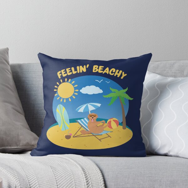Item preview, Feelin' Beachy with Golden Retriever on Beach Enjoying Summer Vacation designed and sold by SeasonalDogs.