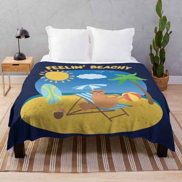 Item preview, Feelin' Beachy with Golden Retriever on Beach Enjoying Summer Vacation designed and sold by SeasonalDogs.