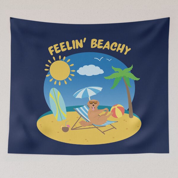 Item preview, Feelin' Beachy with Golden Retriever on Beach Enjoying Summer Vacation designed and sold by SeasonalDogs.