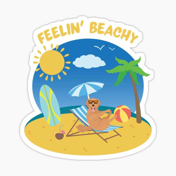 Item preview, Feelin' Beachy mit Golden Retriever am Strand und genießt die Sommerferien designed and sold by SeasonalDogs.