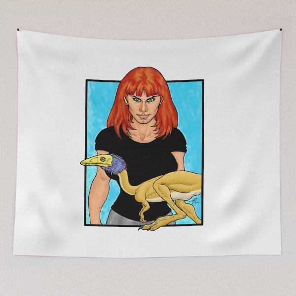 Item preview, Girl with her pet dinosaur designed and sold by PaleoFantasies.