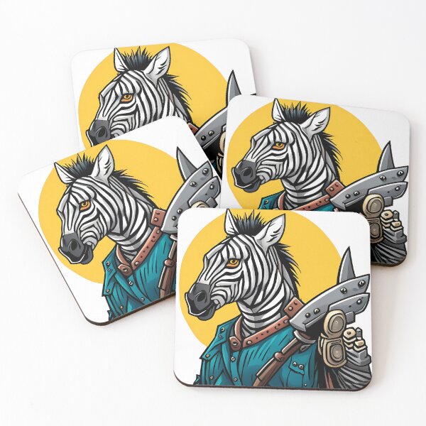 Item preview, Zebra with a spear and a knife in his hand. Vector illustration designed and sold by LooperSDart.