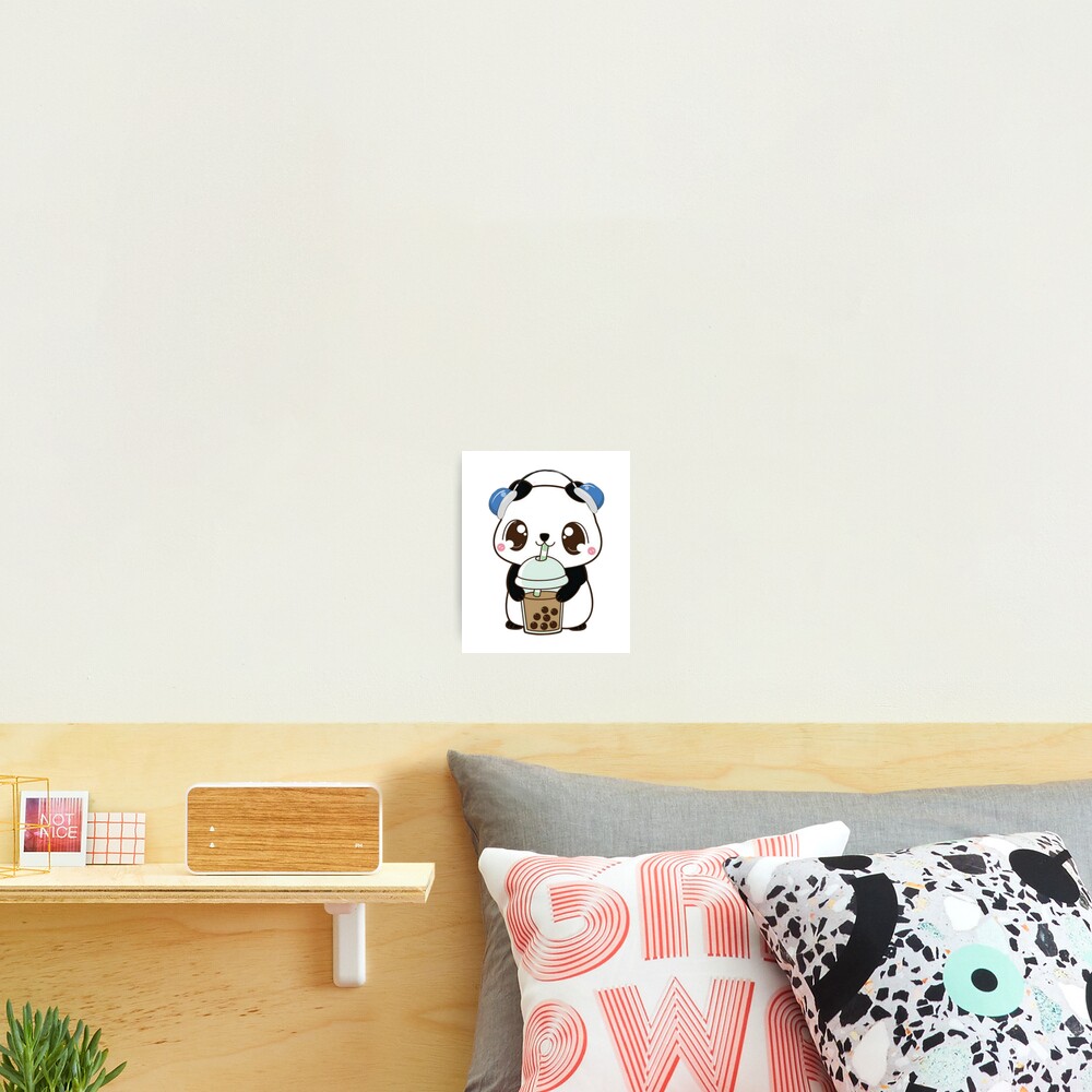 Kawaii Panda Bubble Tea' Poster, picture, metal print, paint by schmugo