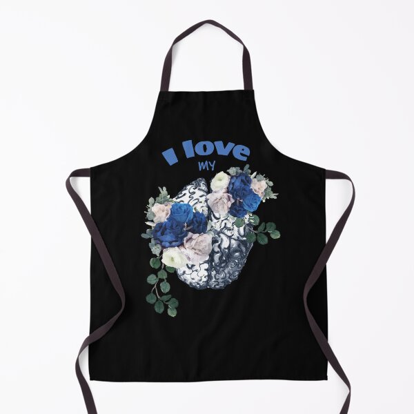 Item preview, Brain mental health psychology, I love my brain, Blue flowers and roses, anatomy watercolor art designed and sold by Collagedream.