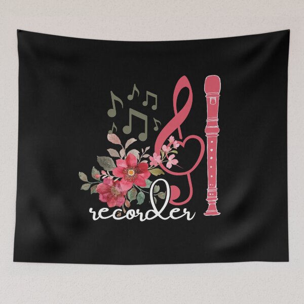 Item preview, recorder - flowers with clef - variation designed and sold by piesdesignart.