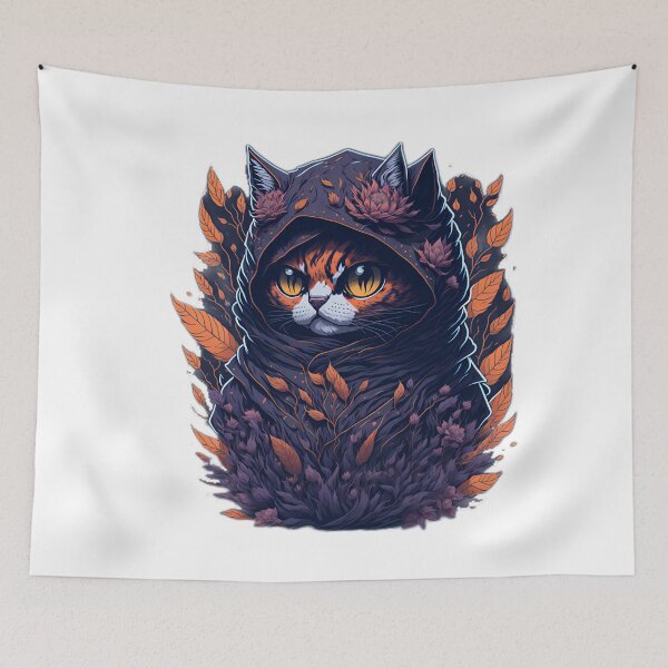 Item preview, Ninja Cat Warrior| Feline Fighter| The Fiery Ninja| Cat and Flowers designed and sold by RedArtG09.