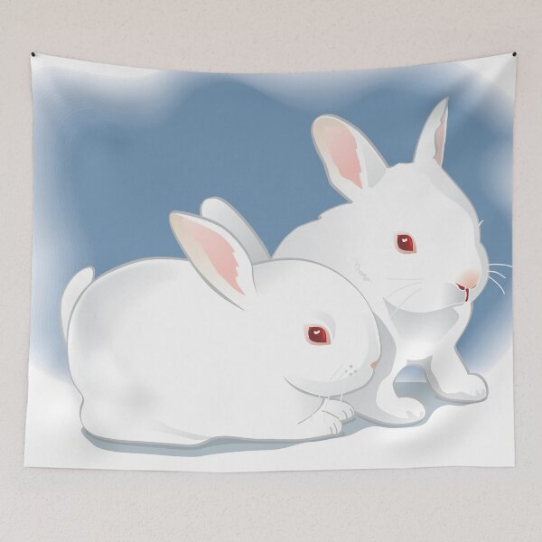Item preview, A beautiful pair of white rabbits with red eyes designed and sold by drsaver.