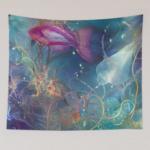 Item preview, Pink Angel Fish In The Deep Blue Ocean designed and sold by IZiets.
