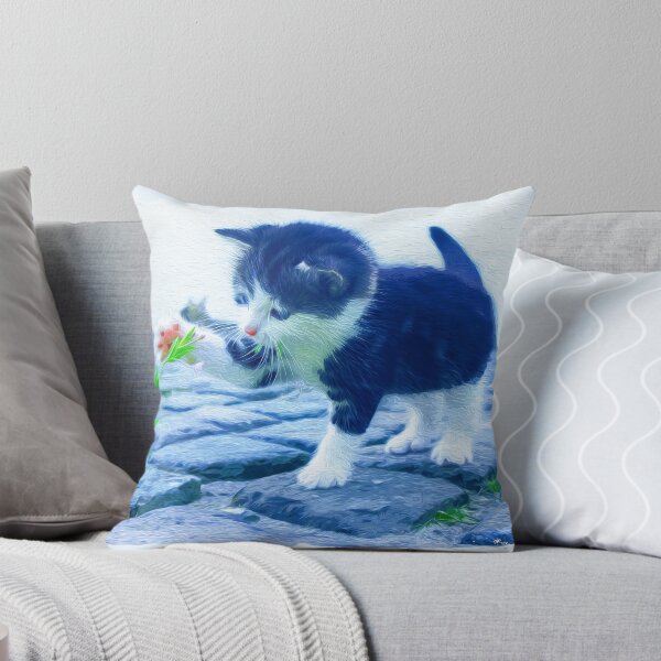 Item preview, Cute cat meow with flower brush art designed and sold by Ultimatedezign.