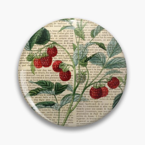 Item preview, Botanical print, on old book page - raspberry designed and sold by Art by Lilia.