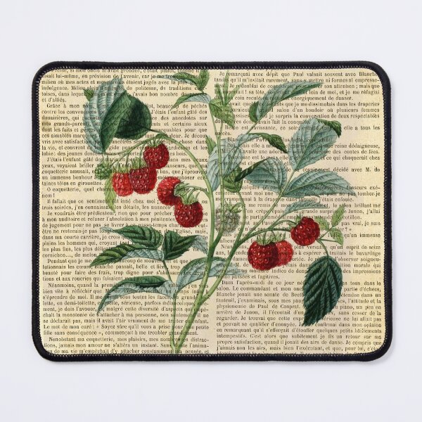 Item preview, Botanical print, on old book page - raspberry designed and sold by Art by Lilia.