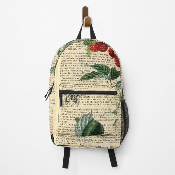 Item preview, Botanical print, on old book page - raspberry designed and sold by Art by Lilia.
