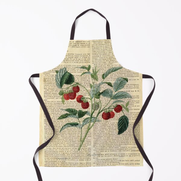 Item preview, Botanical print, on old book page - raspberry designed and sold by Art by Lilia.