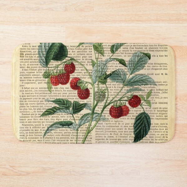 Item preview, Botanical print, on old book page - raspberry designed and sold by Art by Lilia.