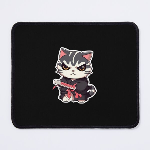 Item preview, White and Grey Katana Cat - Catana in anime style designed and sold by FantasySoul.