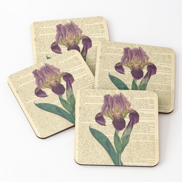 Item preview, Botanical print, on old book page - Purple Iris designed and sold by Art by Lilia.