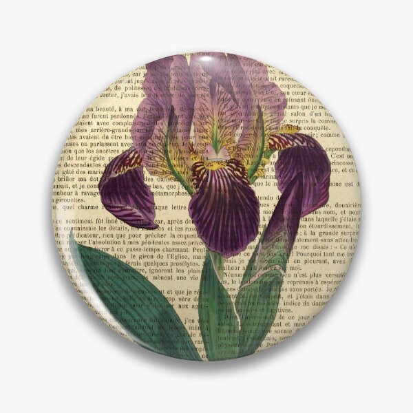 Item preview, Botanical print, on old book page - Purple Iris designed and sold by Art by Lilia.
