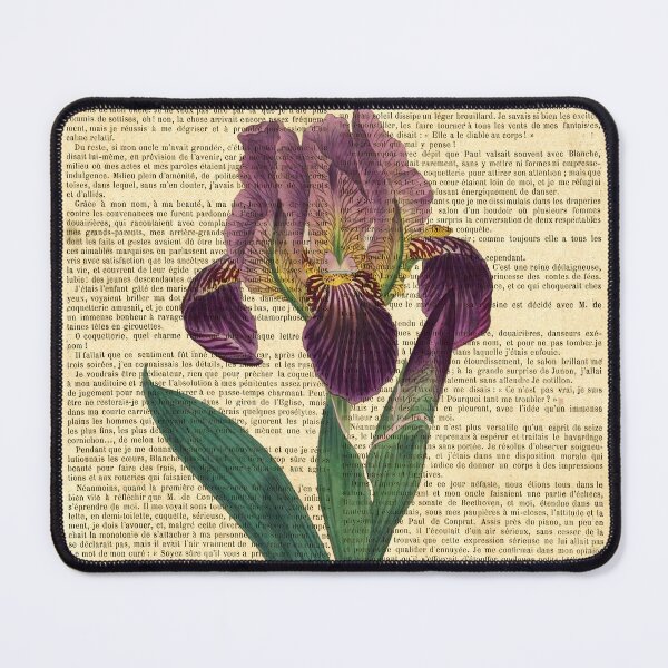 Item preview, Botanical print, on old book page - Purple Iris designed and sold by Art by Lilia.