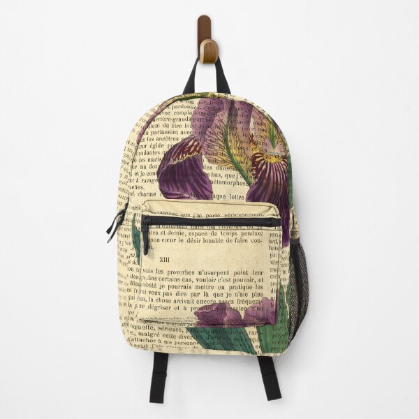 Item preview, Botanical print, on old book page - Purple Iris designed and sold by Art by Lilia.