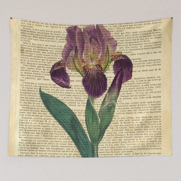 Item preview, Botanical print, on old book page - Purple Iris designed and sold by Art by Lilia.