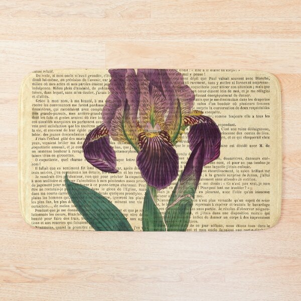 Item preview, Botanical print, on old book page - Purple Iris designed and sold by Art by Lilia.