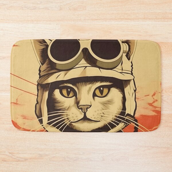 Item preview, Retro fighter pilot kitty cat, AI art designed and sold by MachinaeDreams.