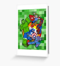 Cute Cube superheroes Group Greeting Card