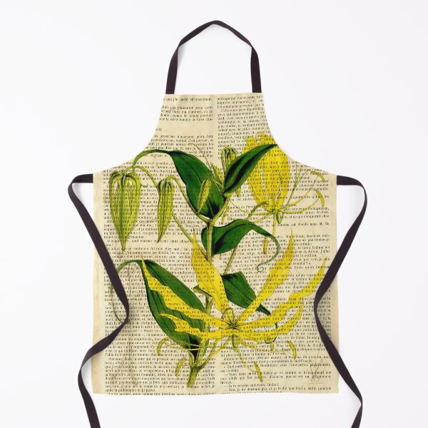 Item preview, Botanical print, on old book page - Gloriosa yellow designed and sold by Art by Lilia.
