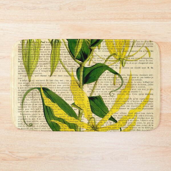 Item preview, Botanical print, on old book page - Gloriosa yellow designed and sold by Art by Lilia.