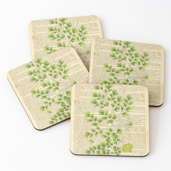 Item preview, Botanical print, on old book page - Ginkgo leaves designed and sold by Art by Lilia.