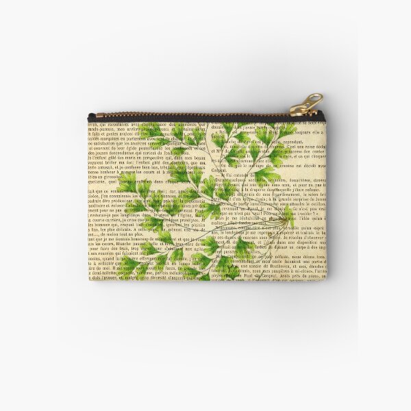 Item preview, Botanical print, on old book page - Ginkgo leaves designed and sold by Art by Lilia.