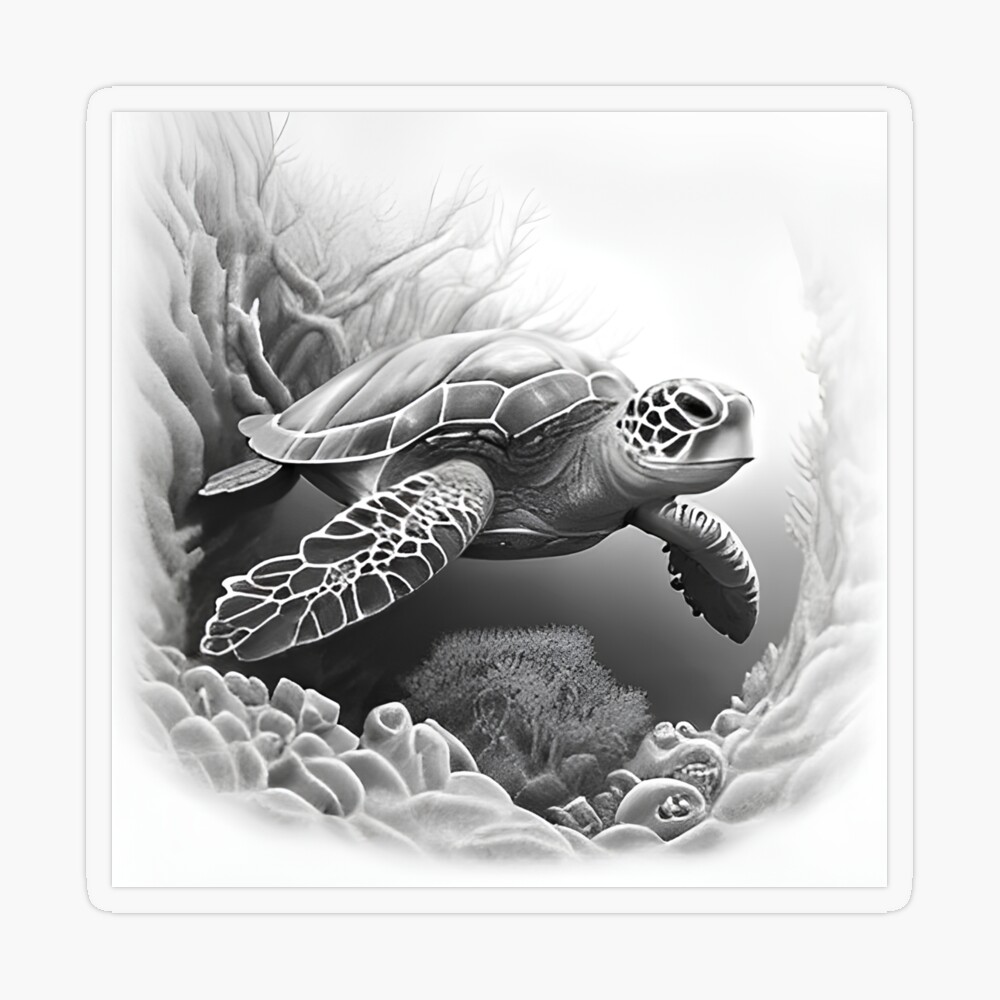 How to draw a sea turtle. Step-by-step drawing lesson.