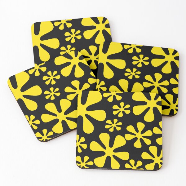 Item preview, Retro Flowers Pattern Yellow Black designed and sold by theWeppen.