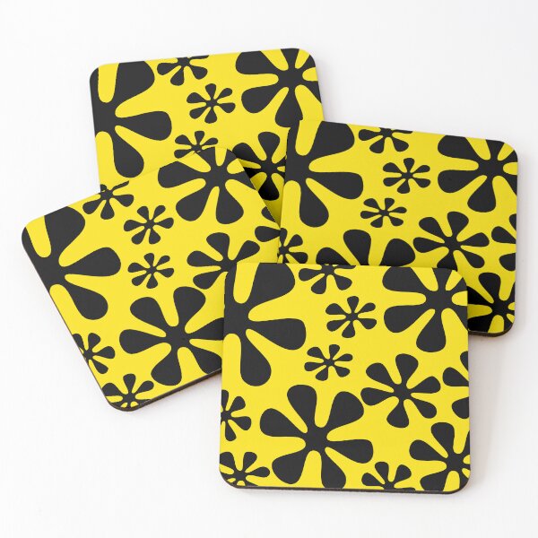 Item preview, Retro Flowers Pattern Black Yellow designed and sold by theWeppen.