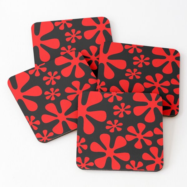 Item preview, Retro Flowers Pattern Red Black designed and sold by theWeppen.